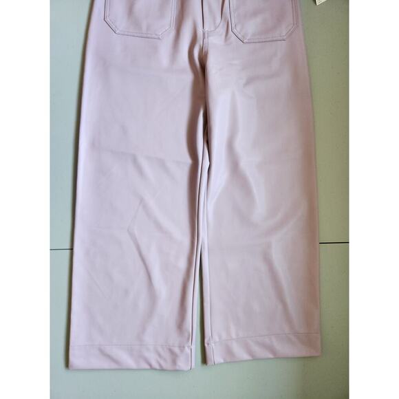 NWT Maeve The Colette Cropped Faux-Leather Wide-Leg Pants Sz 29 Lilac #7B501 - Picture 5 of 12